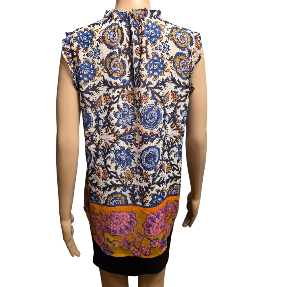 Joie Boho Multicolor Floral Sleeveless Blouse Lightweight & Feminine Size S - Picture 6 of 12